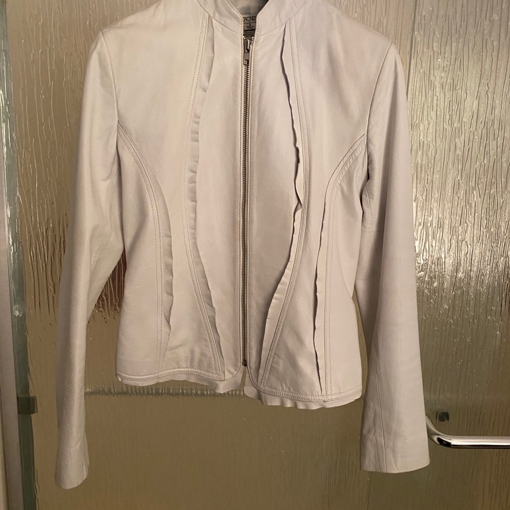 Cache optic white leather jacket size 4